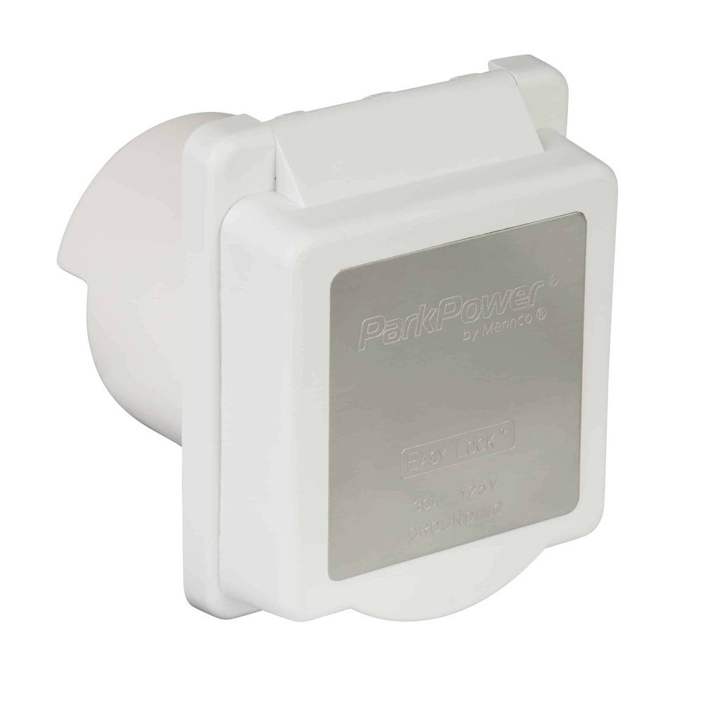 White 50A Easy Lock Watertight Glass-Filled Polyester Standard Inlet
