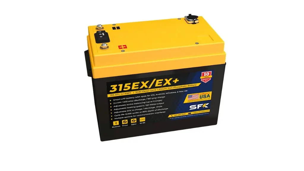 SFK SFK315EX 12.8v 315 AH 4.1 kWh Victron Communications Bluetooth Dual Heating Lithium Battery (with RS485 Data Port and Cable)