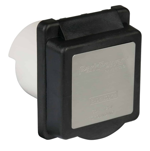 [PP-301ELRV.BLK] Black 30A Easy Lock Watertight Glass-Filled Polyester Standard Inlet